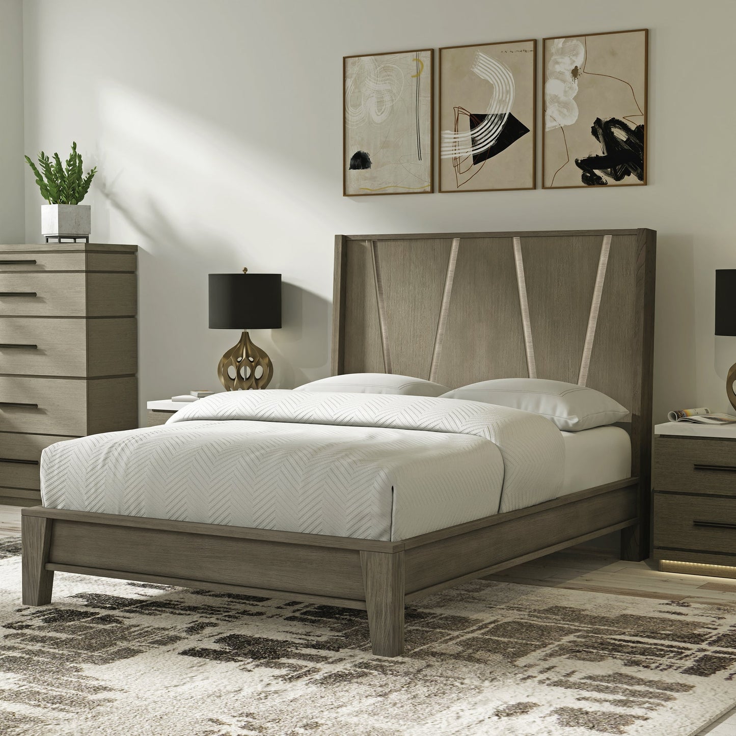 PURE MODERN BEDROOM KING 6/6 PANEL BED (1166HB/1166FB/115066R)