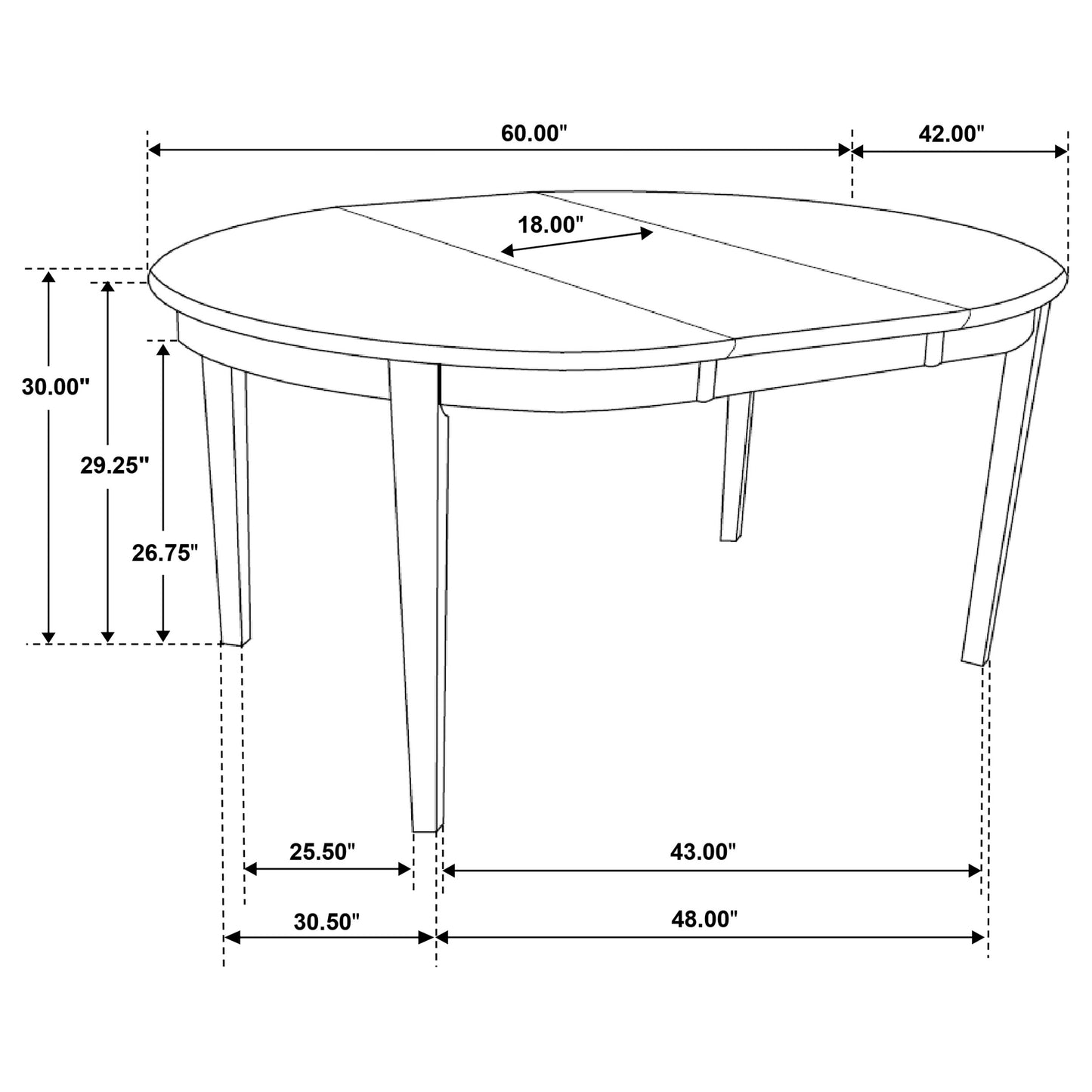 Gabriel Oval 60-inch Extension Leaf Dining Table Cappuccino