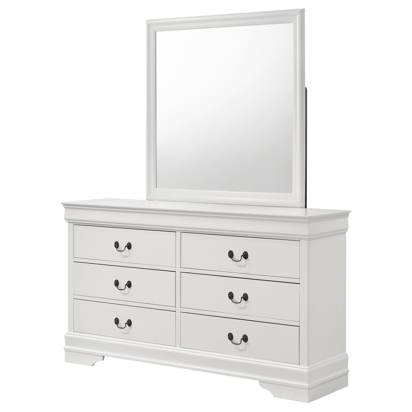 Louis Philippe 6-drawer Dresser and Mirror White