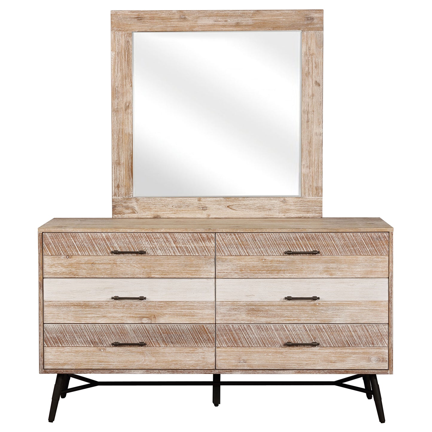 Marlow 6-drawer Dresser with Mirror Rough Sawn Multi