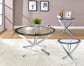 Brooke 3-piece Round Glass Top Coffee Table Set Chrome