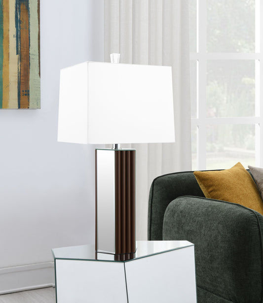 Elena 30-inch Square Tapered Mirrored Table Lamp Brown