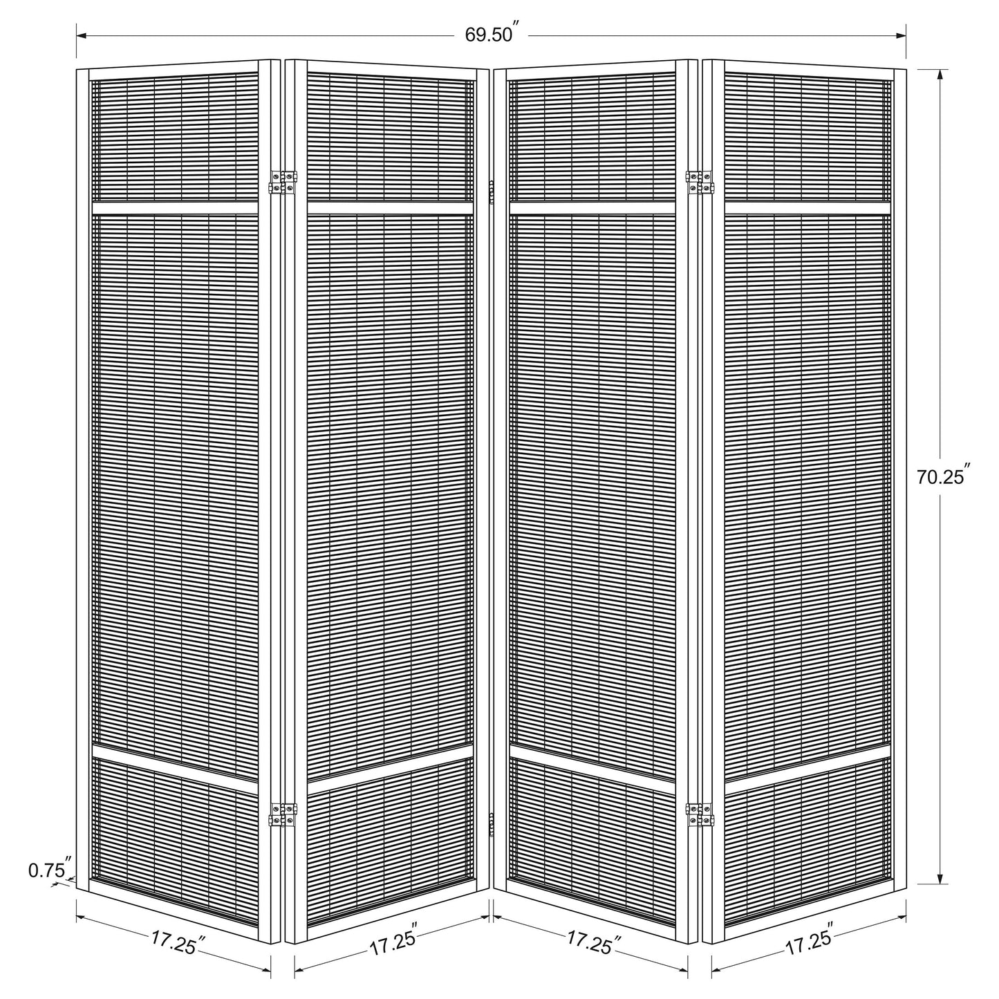 Pearce 4-panel Bamboo Room Divider Folding Screen Natural