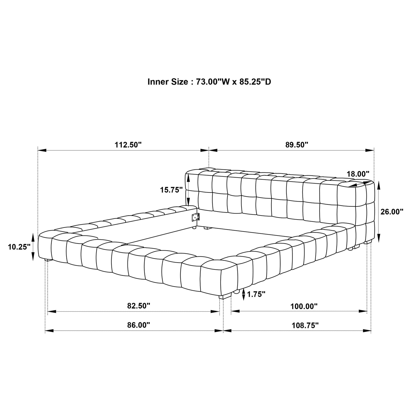 Trinity Upholstered Cal King Platform Bed Light Taupe