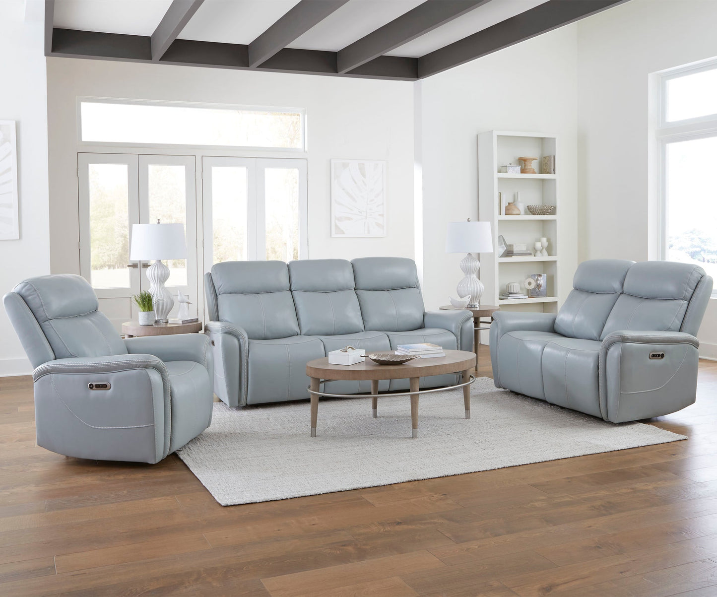 CASCADE - SEA MIST GREY POWER SOFA