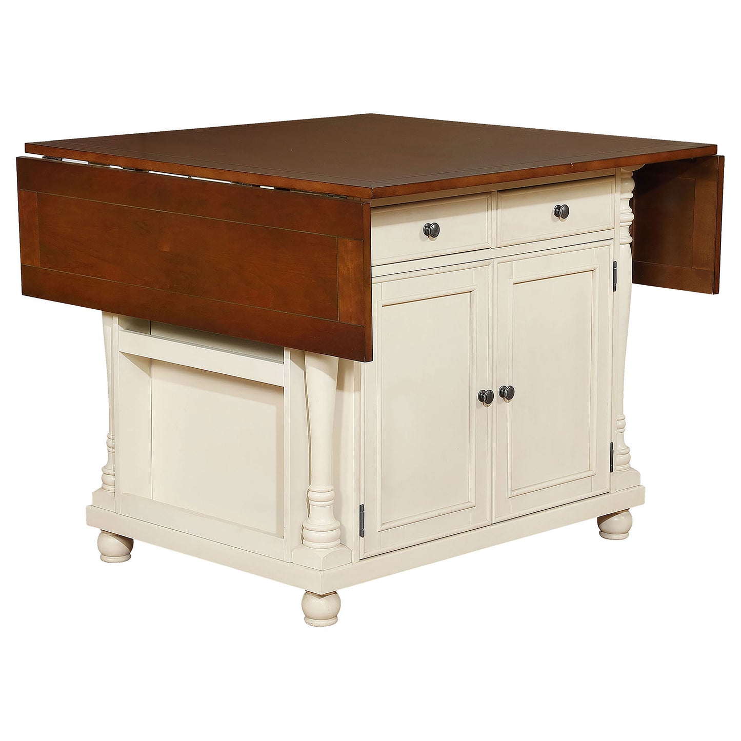 Slater 2-drawer Drop Leaf Kitchen Island Table Buttermilk