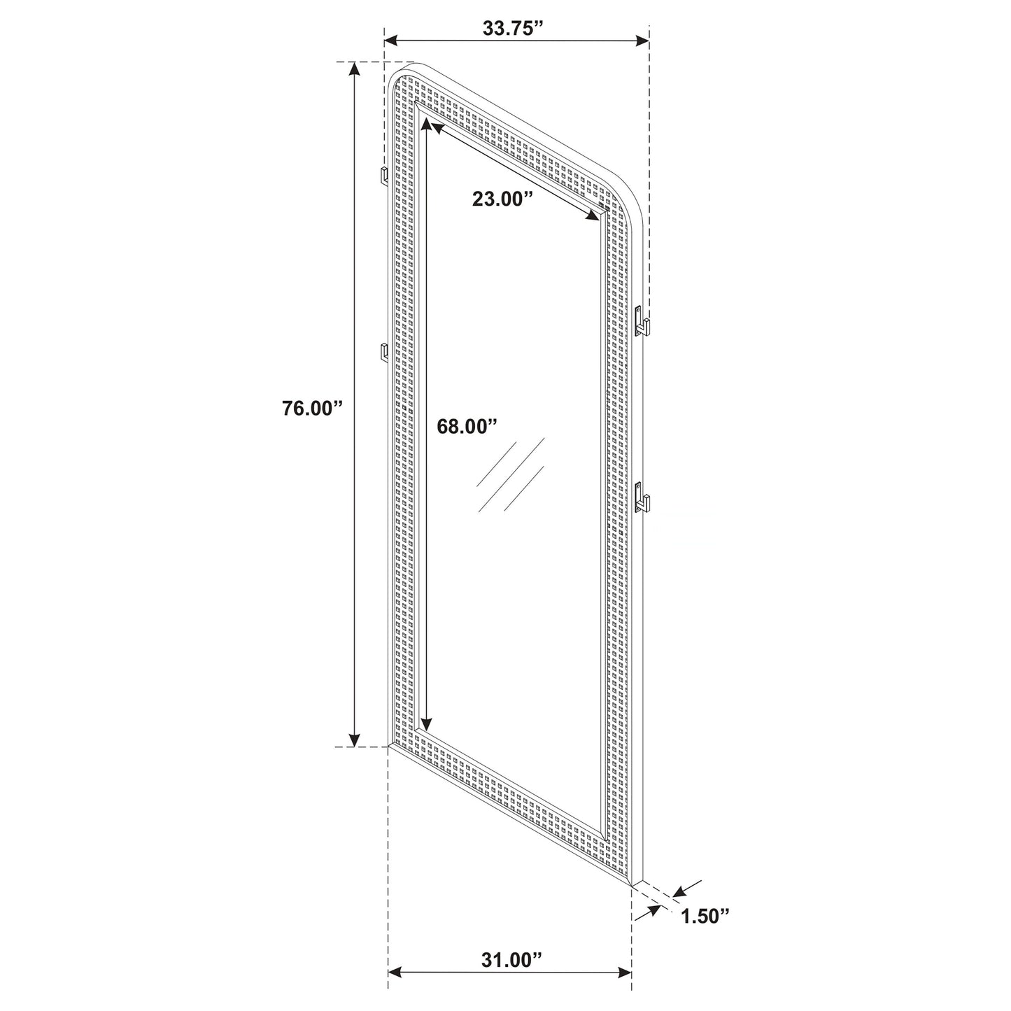 Arini Cane Weave Full Length Standing Floor Mirror Sand Wash