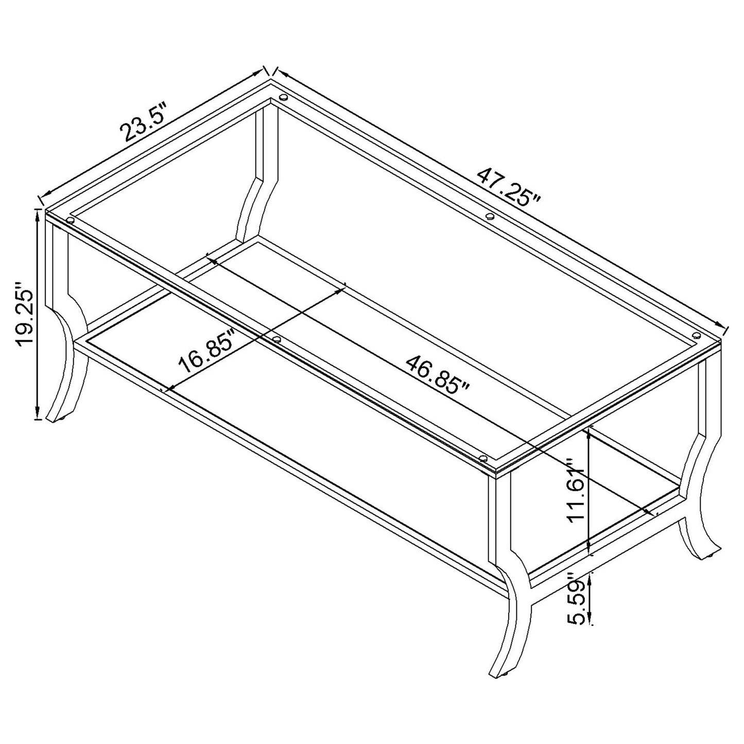 Saide Rectangular Glass Top Coffee Table Chrome