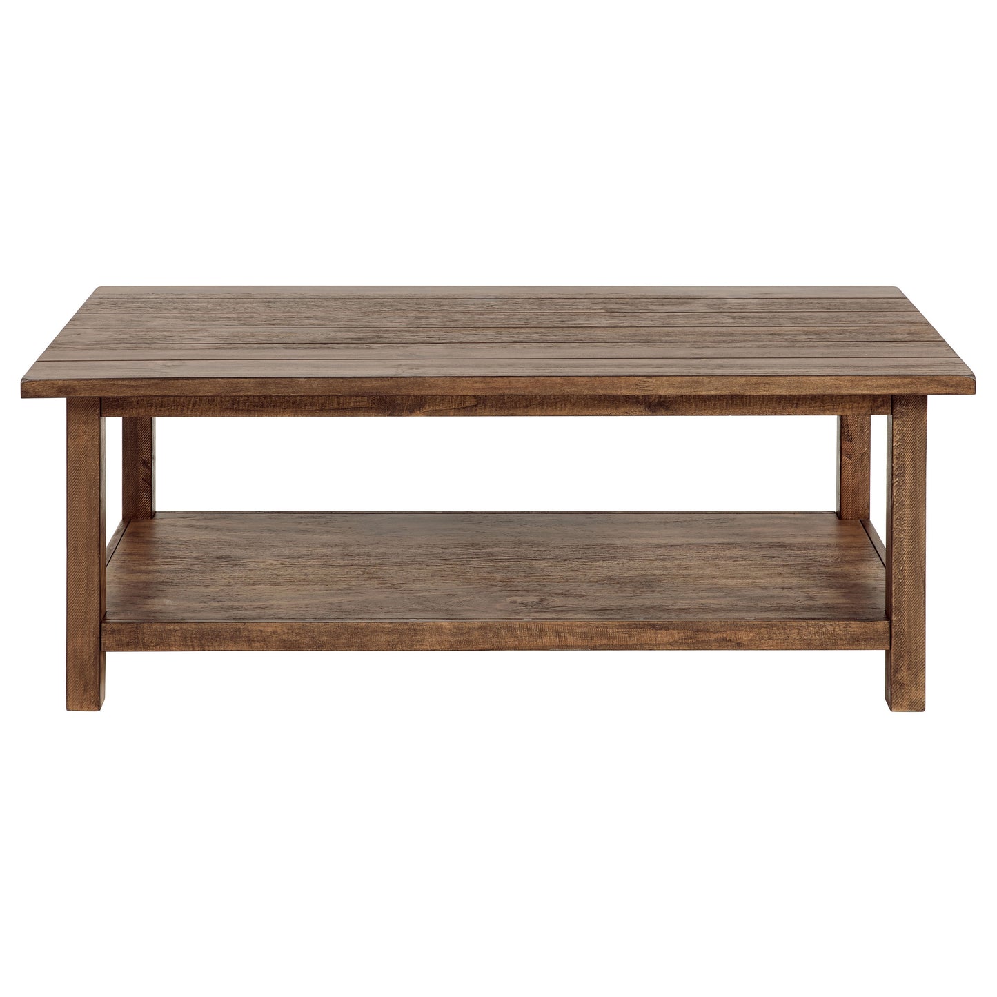 Payne Wood Coffee Table with Shelf Distressed Brown